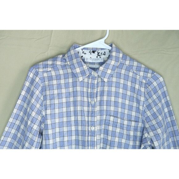 Lucky Brand Button Up Flannel Shirt Men's Small Blue White Plaid Long Sleeves - Picture 2 of 9